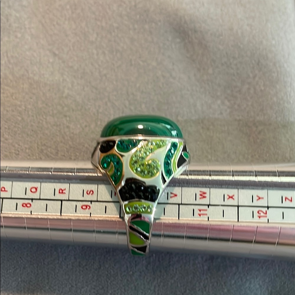 Green and Black Enamel Ring